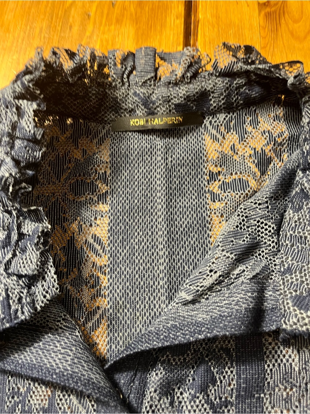 Kobi Halperin Navy Patterned Ruffled Collar Jacket - Picture 2 of 5